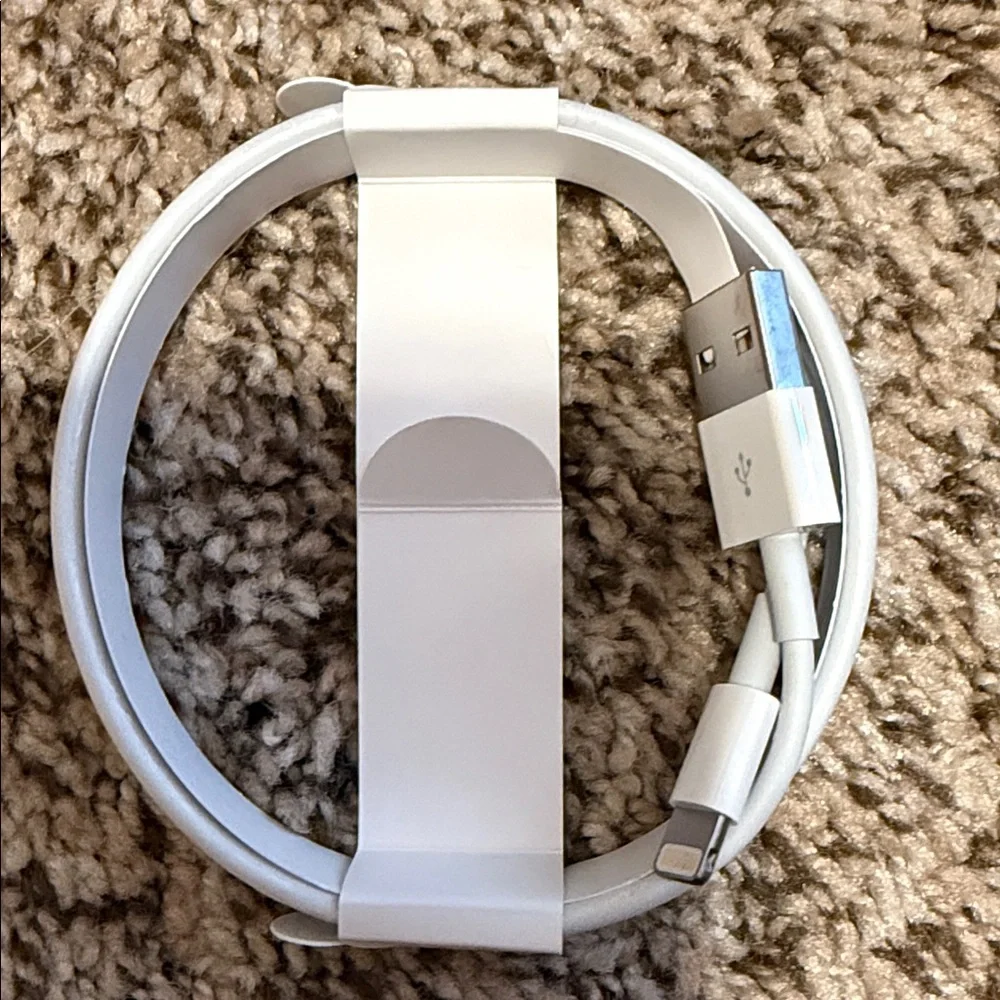 3 USB-A to Lightening Charging cables and one Apple charger block